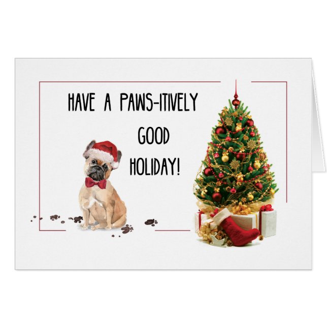 Chien de Noël Funny avec arbre (Devant horizontal)