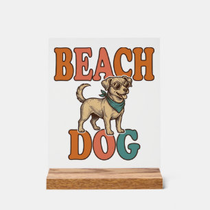 Chien de plage gravure vintage conception graphiqu