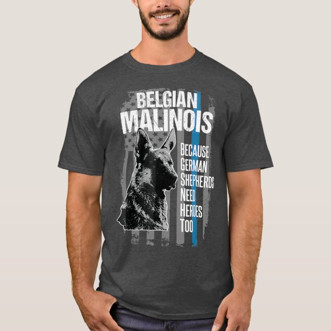 Chien de police Malinois Tshirt Funny K9 Bleu fin (Devant)