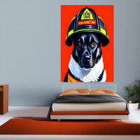 Chien de pompier noir et blanc | AI Art Poster