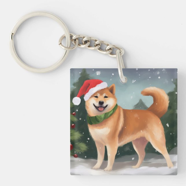 Chien de Shiba Inu à Noël de neige (Devant)