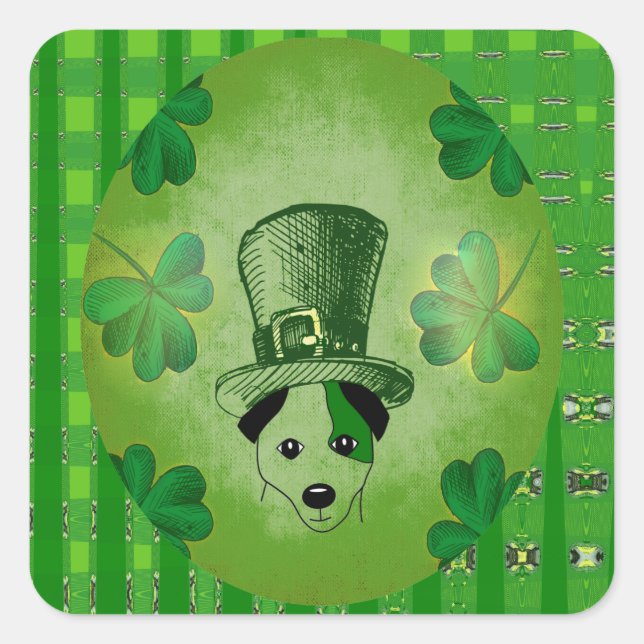 Chien de St. Patrick avec Stickers Dessin Shamrock (Devant)