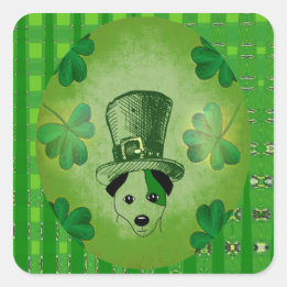 Chien de St. Patrick avec Stickers Dessin Shamrock