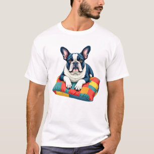 Chien de taule français sur T-shirt à coussin colo