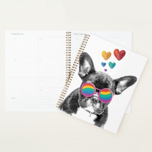Chien de taureau avec Coeurs Saint-Valentin