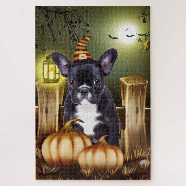 Chien de taureau français Halloween Jigsaw Puzzle (Vertical)