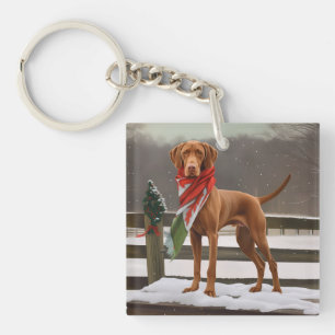 Chien de Vizsla à Noël de neige