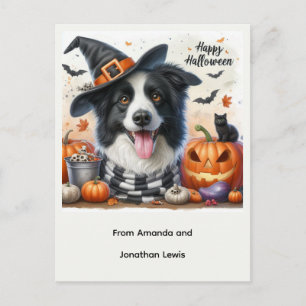 Chien d'Halloween de carte postale de vacances pou