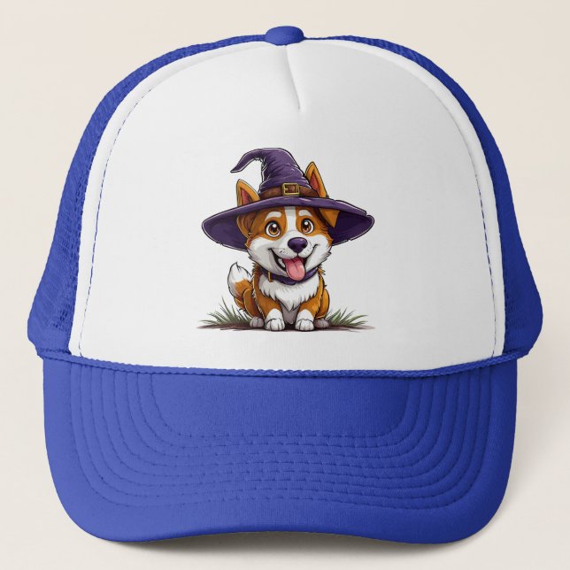 Chien d'Halloween portant un Casquette de sorcière (Devant)