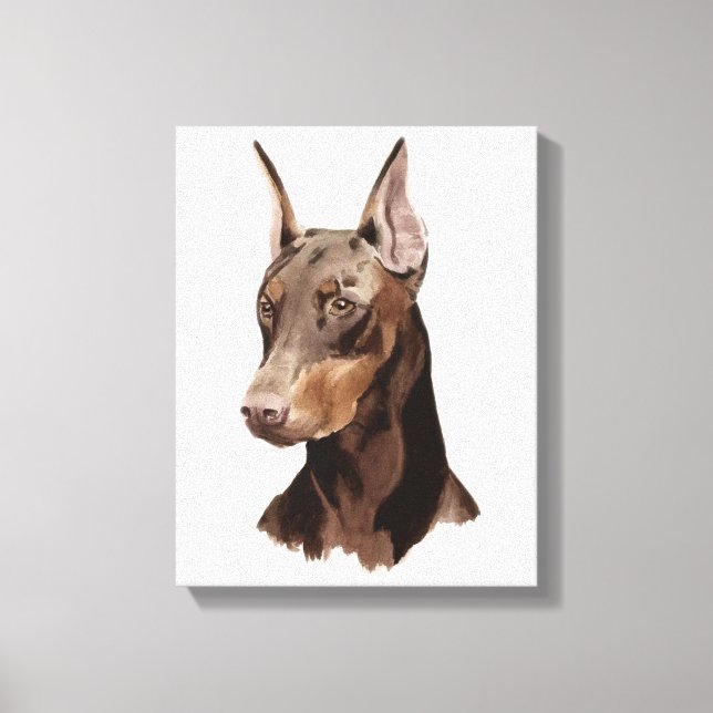 Chien Doberman ! Beau portrait sur toile ! (Recto)