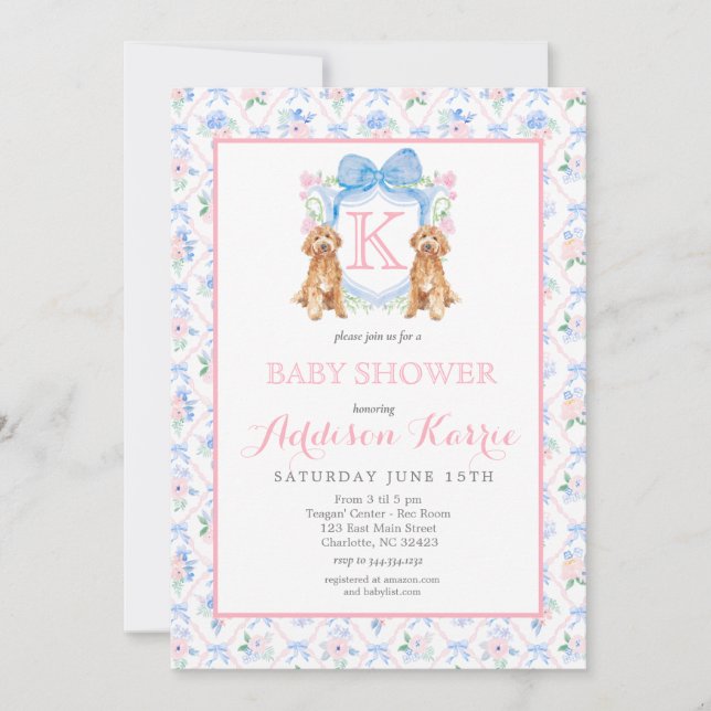 Chien du sud Monogram Crest Baby shower Invitation (Devant)