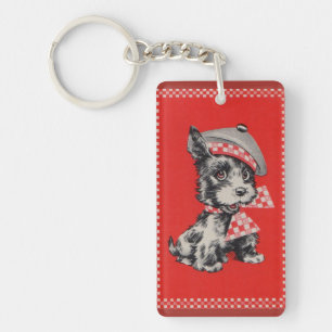 Chien écossais des années 1950 en rouge