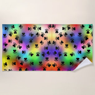Chien empreintes de pattes rainbow Beach serviette