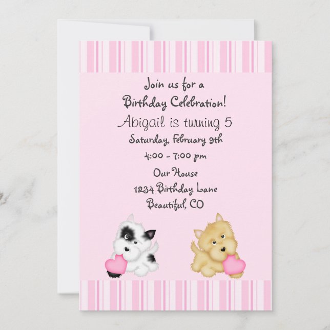 Chien et Coeurs Chien et Coeurs Invitation d'anniv (Devant)