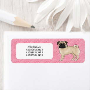 Chien Fawn Pug Dessin Animé Balais Amour Motif Cœu