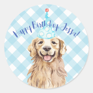 Chien fête d'anniversaire Sticker personnalisé En 