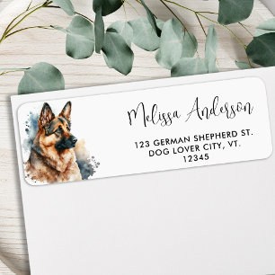 Chien German Shepherd'aquarelle Adresse de retour