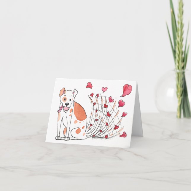 Chien heureux avec la carte de Valentine de coeurs (Devant)