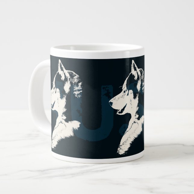 Chien Husky Café Mug Sibérie Husky Sleg Chien Coup (Devant gauche)