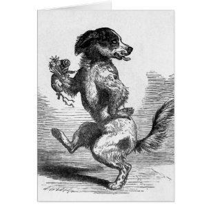 "Chien illustration vintage dansant gabarit"