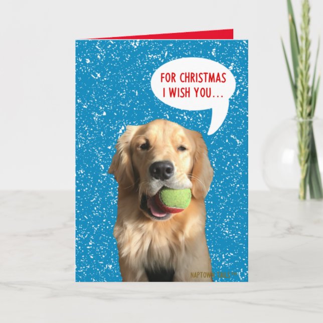 Chien Joyeux Avec Carte De Noël À Balle (Devant)
