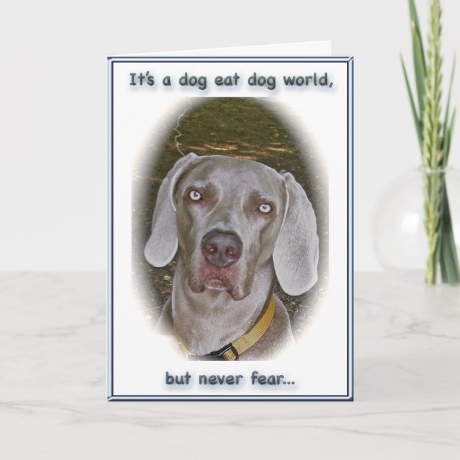 Chien manger Chien Monde Je t'aime Carte (Devant)