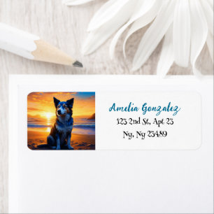 Chien mignon au coucher du soleil Serene Ocean Bea