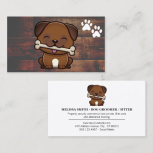 Chien mignon avec os   Pâtes   Carte de visite boi
