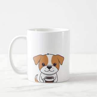Chien mignon buvant de la Mug de café