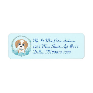 Chien mignon et bleu Star Balloon Étiquettes de ad