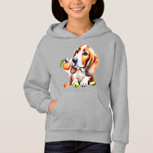 Chien mignon et fruits