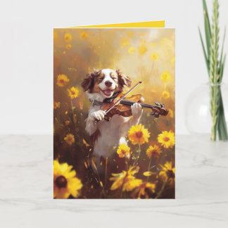 Chien mignon Jouant Violon Plié Carte
