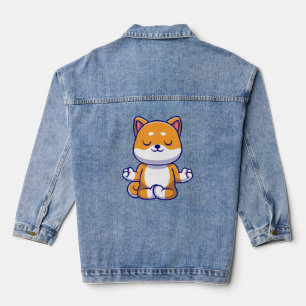 Chien mignon shiba inu faisant du yoga méditation