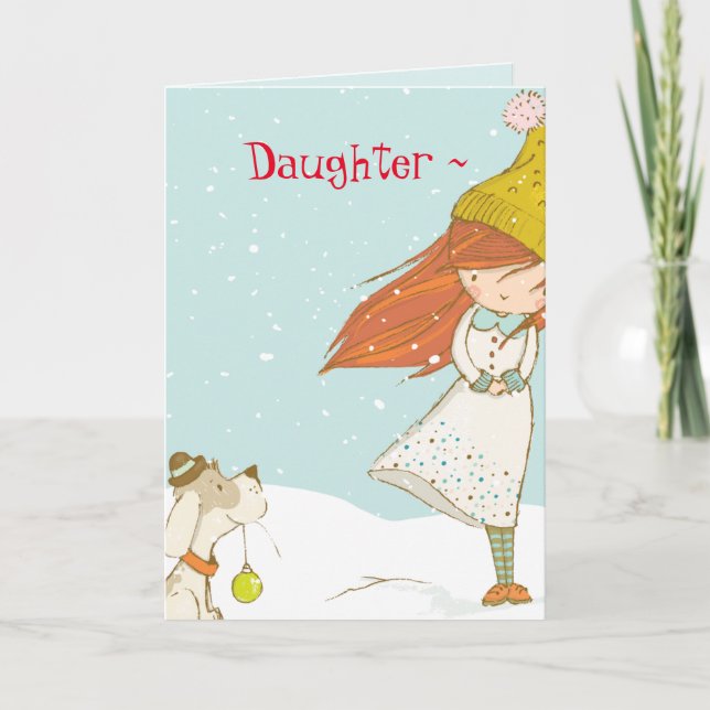 CHIEN N FILLE CARTE DE NOËL (Devant)