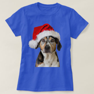Chien Noël Drôle Noël Portant le T-shirt du chapea