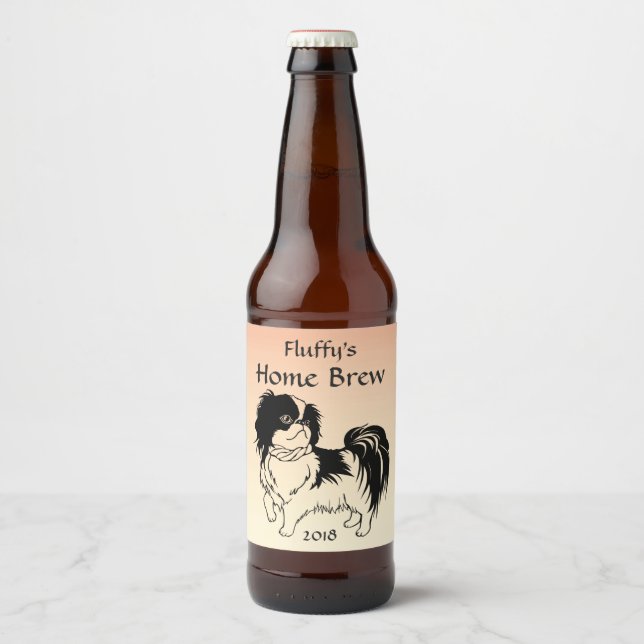 Chien noir et blanc sur Étiquette de bière orange (Devant)
