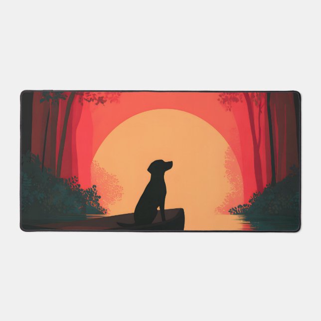 Chien noir minimaliste du coucher du soleil (Recto)