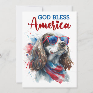 Chien Patriotique - Carte de Spaniel pour le 4 Jui