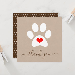 Chien Paw Pet Animaux de compagnie Merci Cartes