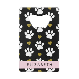Chien Paws, White Paws, Gold Hearts, Votre Nom