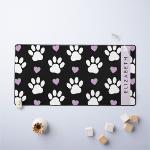 Chien Paws, White Paws, Lilac Hearts, Votre Nom