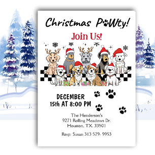 Chien Pawty Animaux Fête de Noël Invitation