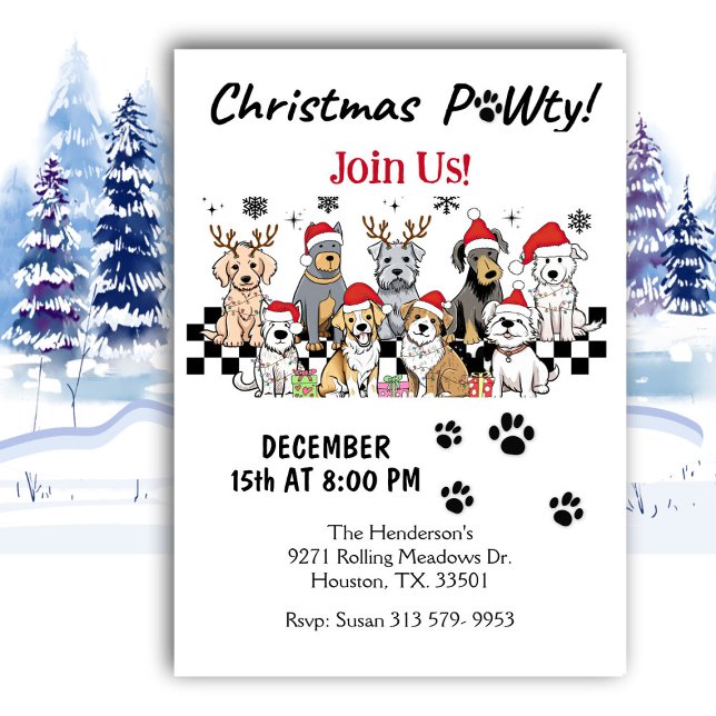 Chien Pawty Animaux Fête de Noël Invitation (Créateur téléchargé)