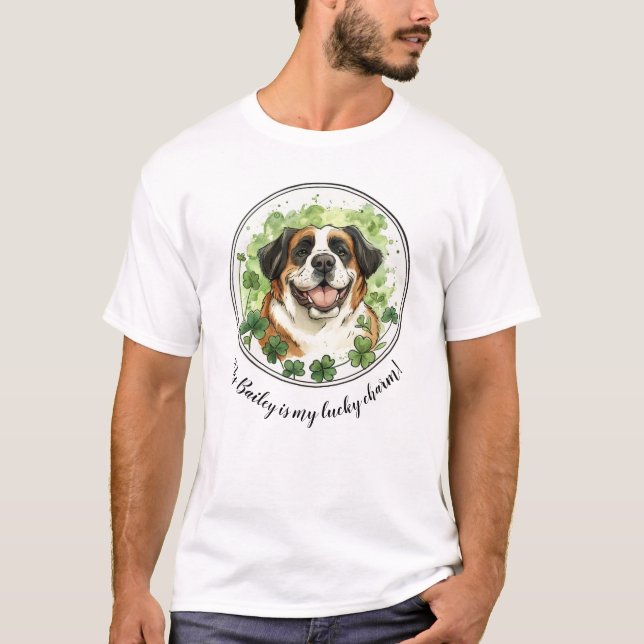 Chien personnalisé Lucky Charm TShirt St Bernard (Devant)