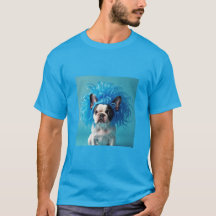 Chien portant un t-shirt perruque bleu