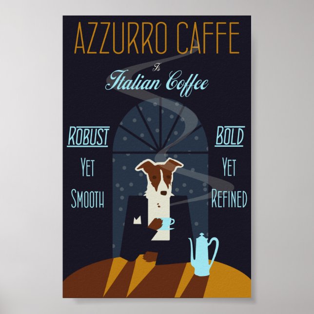 Chien Profitant Du Café Italien Poster Art (Devant)