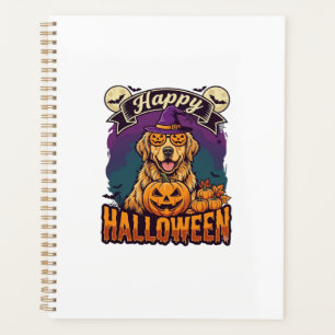 Chien Retriever doré Joyeux Halloween Chapeau de S