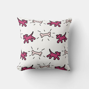 Chien rose rouge et Coussin style Graffiti 1