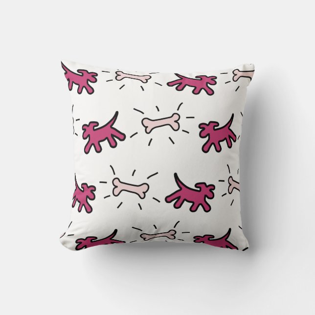 Chien rose rouge et Coussin style Graffiti 1 (Recto)