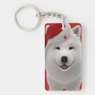 Chien Samoyède de style dessin animé mignon et fes